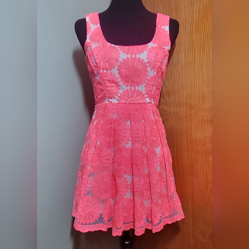 Trixxi Pink Sunflower 🌻 Dress With full slip.  Small